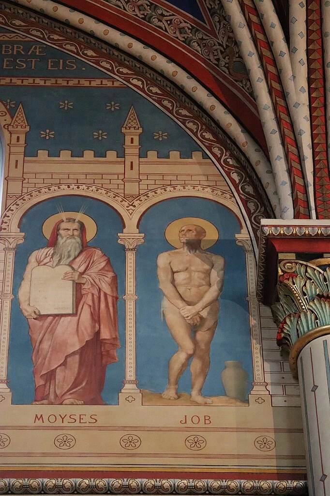 Hippolyte Flandrin - Murales dell'Abbazia di Saint, Germain, des, Prés, Mosè e Giobbe